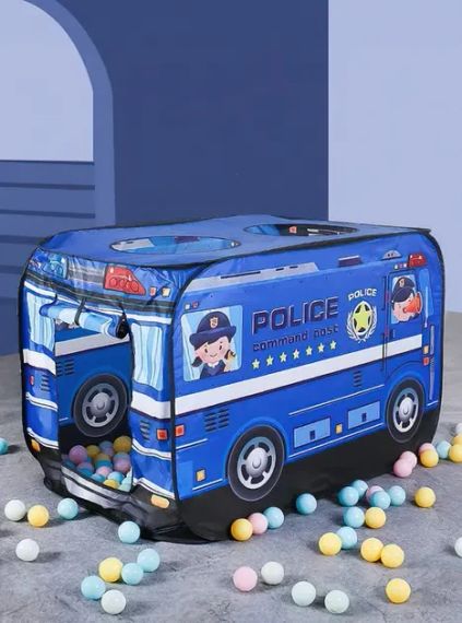 Синій Поліцейський автобус Дитячий ігровий намет TK Group TENT 110 х 70 х 70 см у сумці | Зображення 1