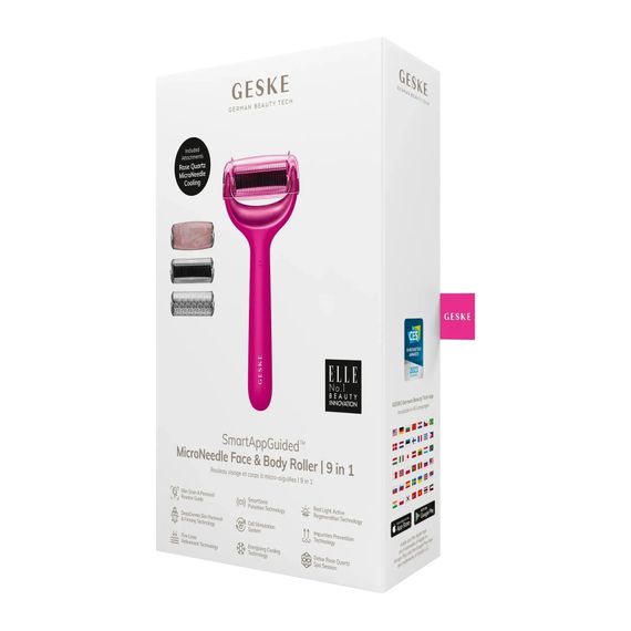Ролер для голкової мезотерапії обличчя та тіла GESKE MicroNeedle Face&Body Roller 9в1 magenta | Зображення 7