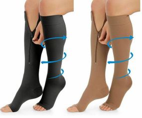 Компрессионные гольфы для фиксации лодыжек Zip Sox, S/m черный и бежевый