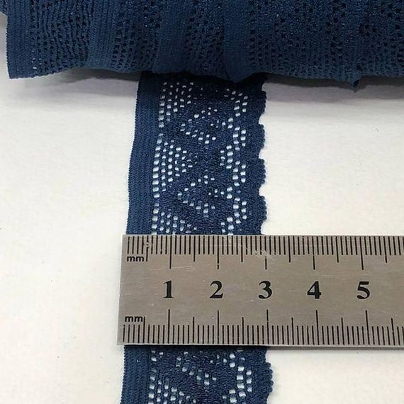 Оздоблювальна еластична резинка мереживо для білизни 3 см - колір синій | Зображення 2