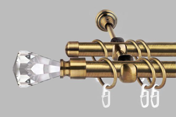 Карниз для штор дворядний металевий 19 мм, Кристал (комплект) 240 см