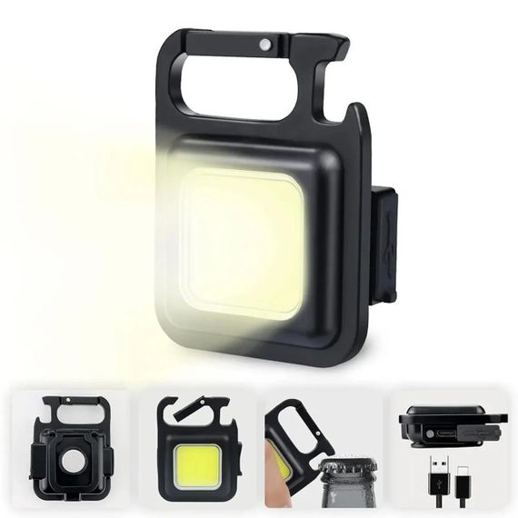 Ліхтарик-брелок від USB, з магнітом та відкривачкою / Акумуляторний міні-ліхтар / Ліхтар-брелок на ключі | Зображення 2