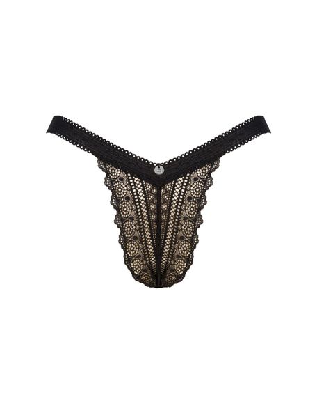 (SALE) Мереживні трусики із заниженою талією Obsessive Estiqua panties XS/S, black | Зображення 4