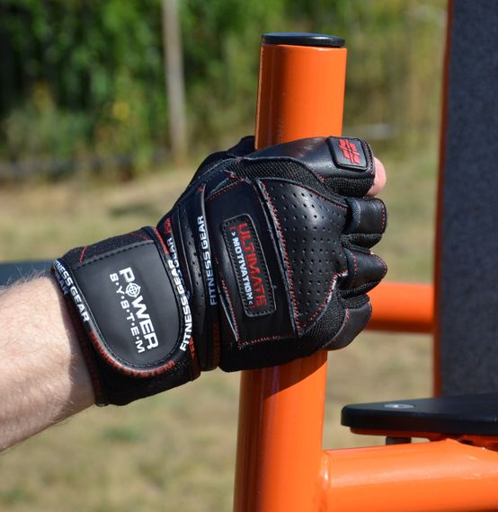 Рукавички для фітнесу Power System PS-2810 Ultimate Motivation Black/Red Line L | Зображення 5