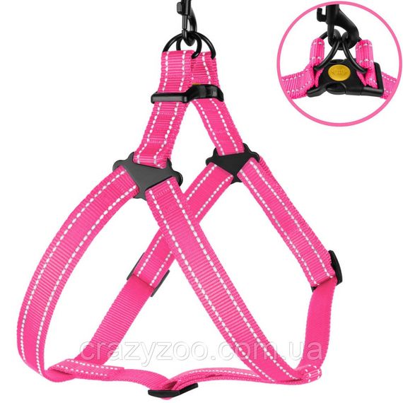 Шлея для собак BronzeDog Active нейлоновая розовая 2х45-60 см 71/1306/T