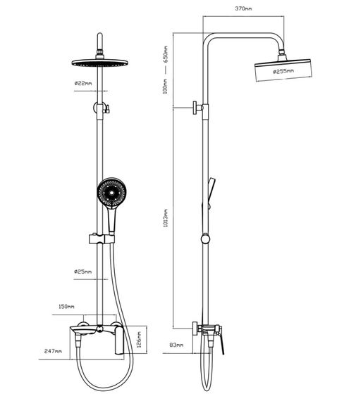 Душова система універсальна Qtap Slavonice Gunmetal Black PVD з виливом QTSLA111GMB45910 | Зображення 1