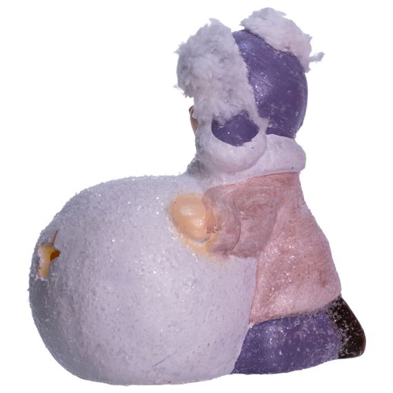 Новорічна фігурка з підсвіткою Дівчинка зі сніговою кулею з фарфори 11×7×12 (см) новорічний декор для дому, квартири на подарунок | Зображення 2