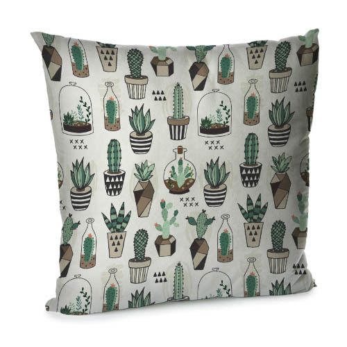 Подушка диванная с бархата Кактусы 45x45 см (45BP_TFL018)