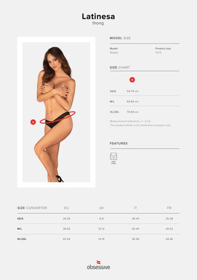Трусики з доступом Obsessive Latinesa crotchless thong XS/S Новинка | Зображення 6