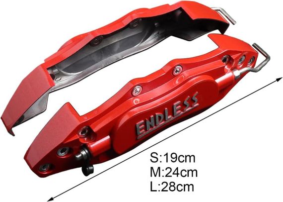 Захисні накладки на гальмівні супорти з алюмінієвого сплаву для колісних дисків 14-15" 2 шт 24 см, червоні, комплект накладок | Зображення 3