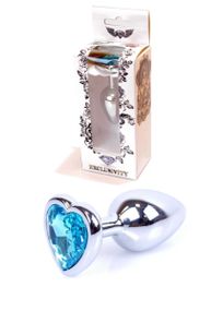 Анальна пробка - Jewellery Silver Heart Plug Light Blue
