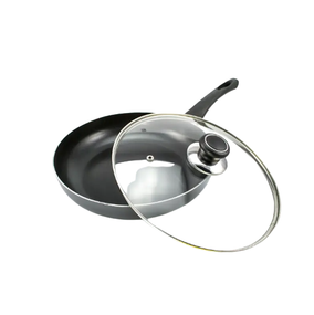 Сковорода d26 см скляна кришка а/п Non Stick чорна PN-26B Interos