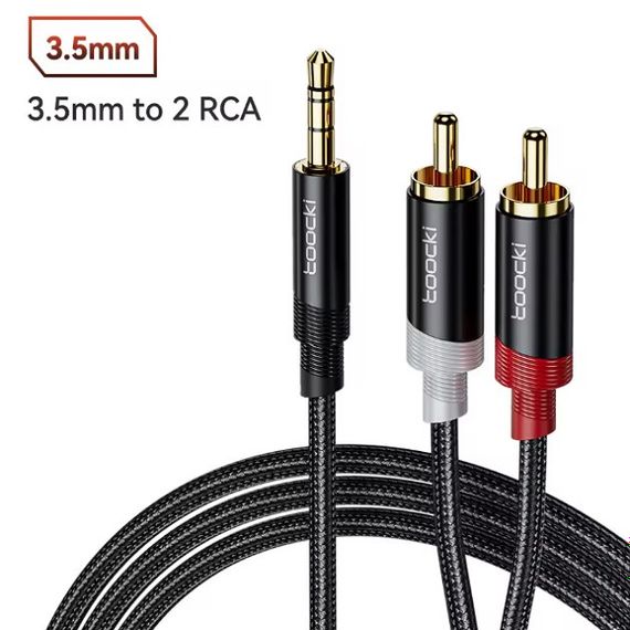 Аудіо кабель 2RCA на mini JACK Toocki  2м.