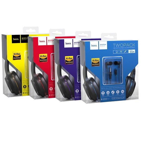 Накладные наушники Hoco W24 Черно - красный | Зображення 5