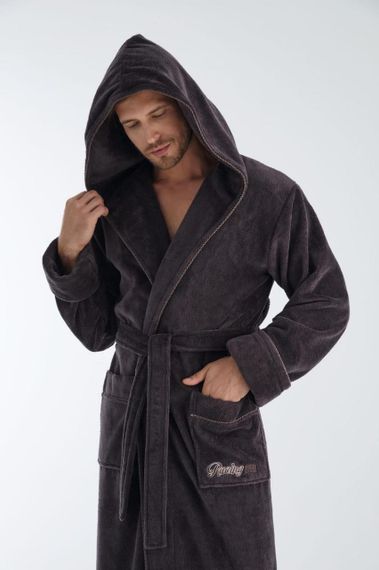 Чоловічий халат Nusa 1320 з капюшоном Баклажановий, 3XL | Зображення 1