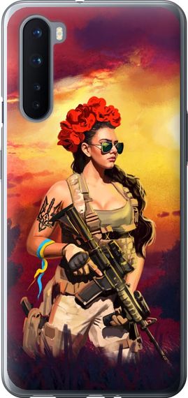 Чехол на OnePlus Nord Украинка с оружием "5316u-2046-17620"