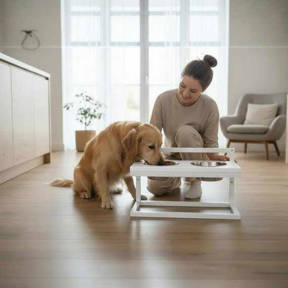 Миски на регулируемой подставке для средних собак Hollky Flex M (2 × 0.85 л) FM-422530-WHWH | Зображення 1