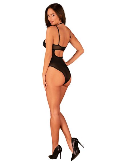 Прозоре боді Obsessive Selinne teddy M/L Black, дрібна сітка, подвійні бретелі | Зображення 6