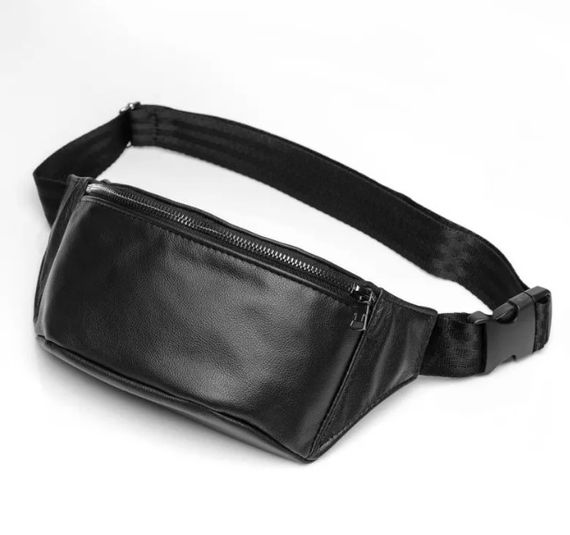 Чоловіча шкіряна сумка бананка Sambag Tirso PSO чорна 31 × 16 × 5 см (81119001m)