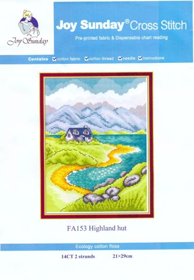 Набор для вышивания по нанесённой на канву схеме "Highland hut". AIDA 14CT printed 21*29 см | Зображення 1