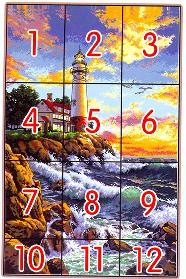 Набір для вишивання хрестиком по нанесеному на канву схемі "The lighthouse (2)". AIDA 14CT printed, 44*65 см | Зображення 3