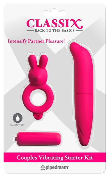 (ЛОПНУВШИЙ БЛІСТЕР) Набір 3в1 CLASSIX Couples Vibrating Starter Kit (міні вібратор, ерекційне кільце, вібро Sex Aura
