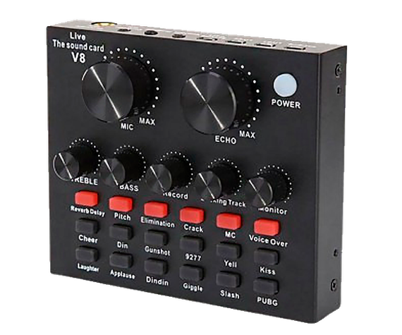 Зовнішня звукова карта адаптер аудіоінтерфейс Bluetooth Live Sound Card V8 USB-гарнітура для мікрофона чорний (7635_389) | Зображення 3