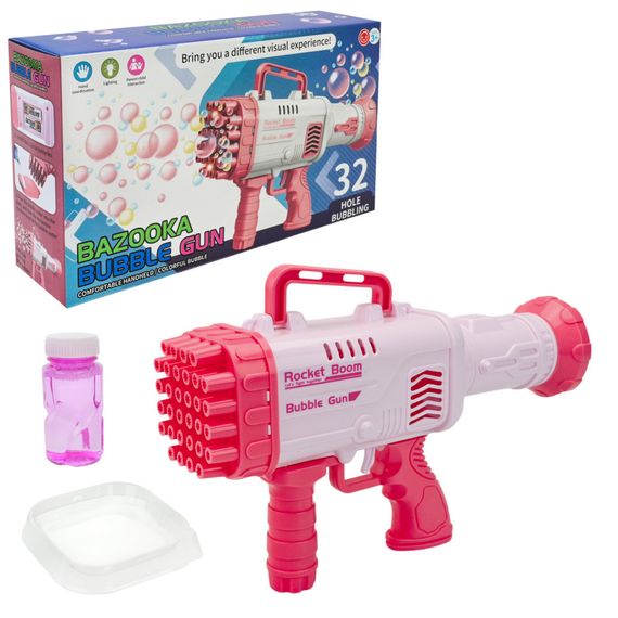 Генератор мильних бульбашок Бластер 009(Pink) 1 ємність з мильною рідиною та тарілочка | Зображення 1