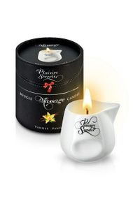 Масажна свічка Plaisirs Secrets Vanilla (80 мл) подарункове паковання, керамічний посуд Sex Aura