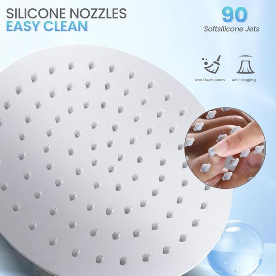 Душова лійка кругла 20 см, нержавіюча сталь, хромована, водозберігаюча, з ефектом дощу, насадка для душу ультратонка | Зображення 4