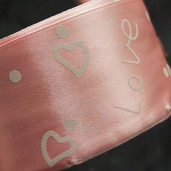 Лента атласная розовая Love 5см (23м)  (АЛР5-008) | Зображення 1