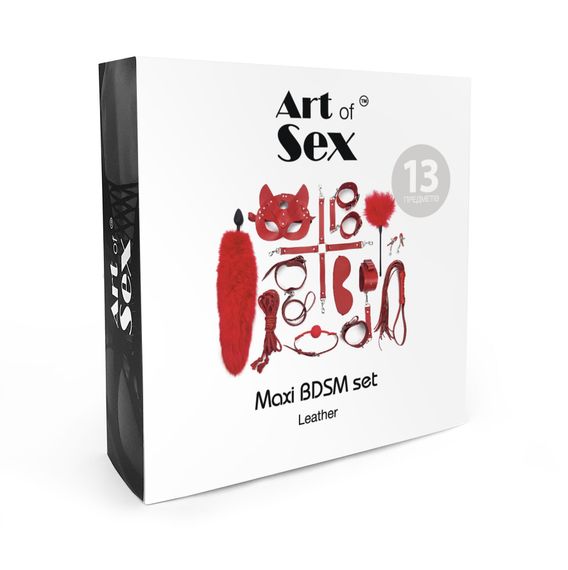 Набір Art of Sex - Maxi BDSM Set Leather, 13 предметів, натуральна шкіра, Чорний | Зображення 3