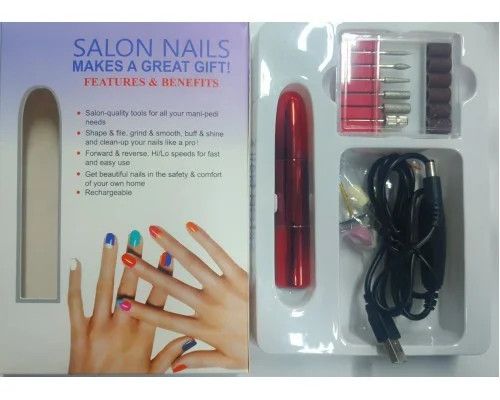 Фрезер для маникюра и педикюра Flawless Salon Nails красный • Портативная машинка для ногтей с насадками для домашнего ухода | Зображення 1