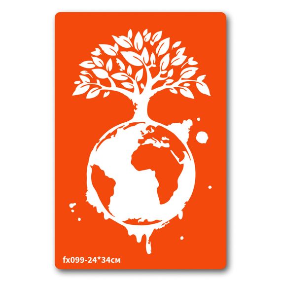 Трафарет для био-тату Живая планета fx099-24*34см, размер 24 х 34см