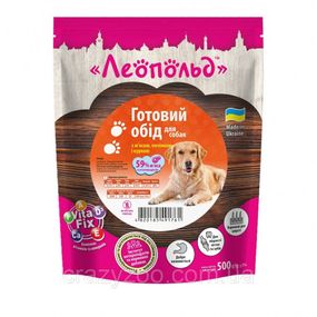 Вологий корм для собак Леопольд Готовий обід з м'ясом, печінкою та куркою 500 г