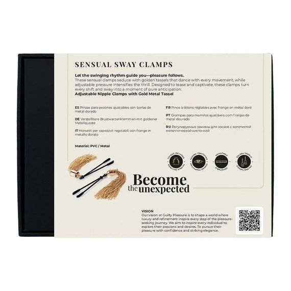 Затискачі для сосків Guilty Pleasure Sensual Sway із золотими пензликами, 16 см Sex Aura | Зображення 9