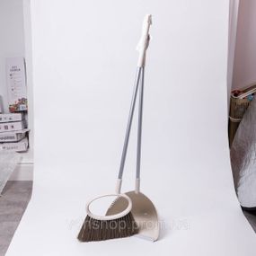 Набор веник и совок на длинной ручке для пола 25×25×95 (см) Белый HP-45-1W
