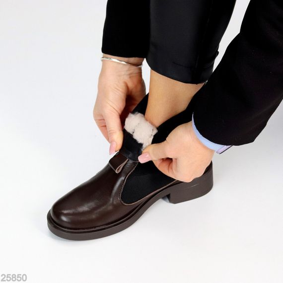 Повсякденні Шоколадні шкіряні черевики челсі низький хід зима 2026 | Зображення 4