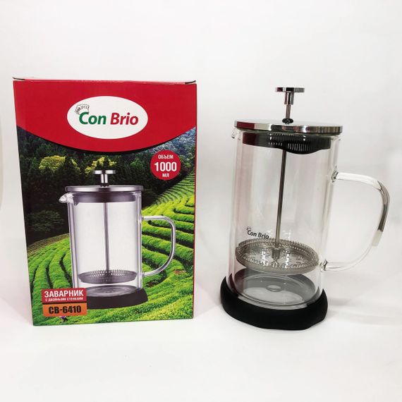 Заварник з подвійними стінками Con Brio 1л CB-6410, Френч-прес з поршнем, Френч-прес з ручкою | Зображення 7