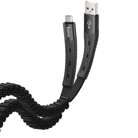 Дата кабель Hoco U78 "Cotton treasure elastic" MicroUSB (1.2М) Чорний | Зображення 1