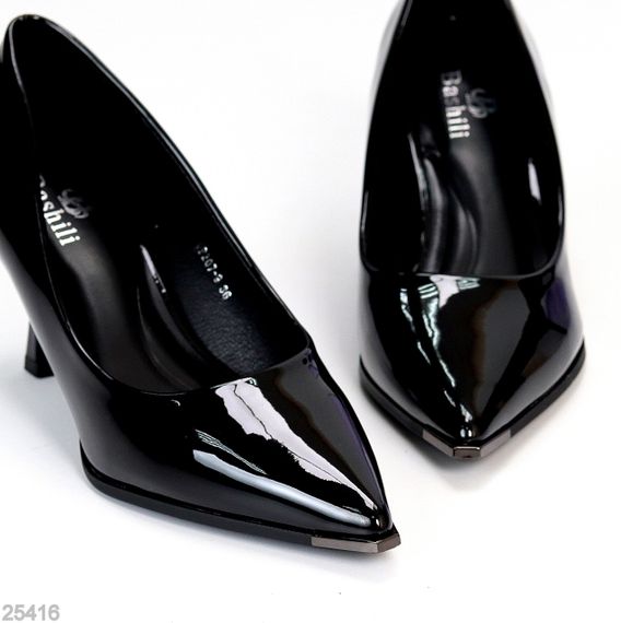 Елегантні люксові лакові глянсові туфлі човника на шпильці 37