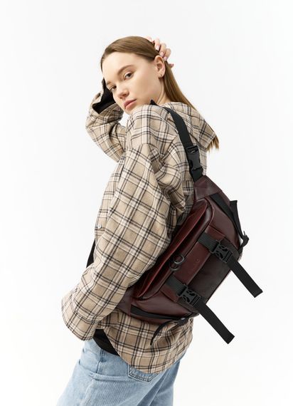 Велика жіноча поясна сумка бананка Sambag DynamicDart марсала 38 × 21 × 7 см (80411120) | Зображення 1