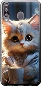 Чехол на Samsung Galaxy A40s A3050 White cat из пластика FCh_096055