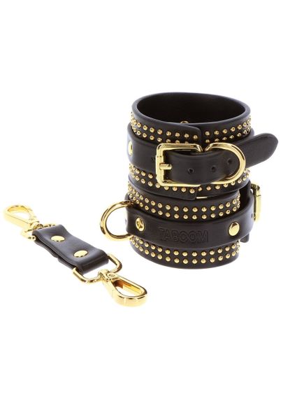 Наручники Taboom Vogue Studded Wrist Cuffs Set із веганської шкіри, чорні Sex Aura | Зображення 4