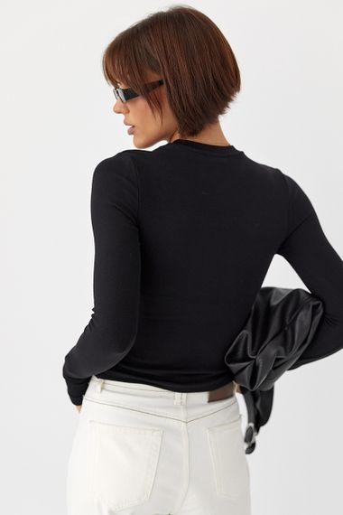 Однотонний еластичний лонг - чорний цвет, S (є розміри) | Зображення 1