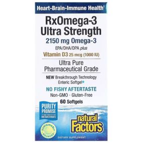 Омега 3 Natural Factors RxOmega-3 Ultra Strength 2150 mg with Vitamin D3 25 mcg (1000 IU) 60 Softgels