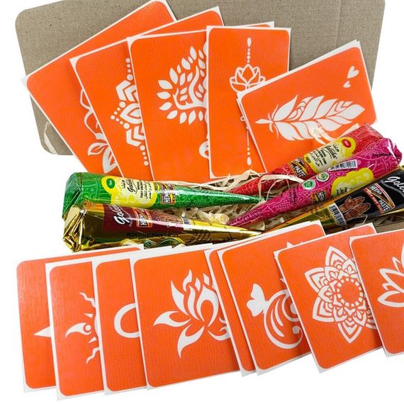 Набір кольорової хни з трафаретами для біо-тату №4 color-henna-set-04 | Зображення 2