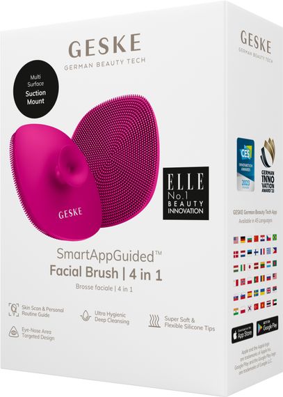 Щітка для обличчя GESKE Facial Brush 4в1 з тримачем magenta | Зображення 7