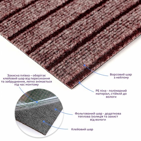 Самоклеюча плитка під ковролін моко 600х600х4,5мм SW-00002489 | Зображення 1