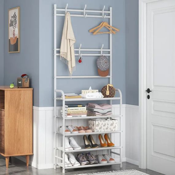 Чорна Універсальна вішалка для одягу New simple floor clothes rack 5 полиць | Зображення 1